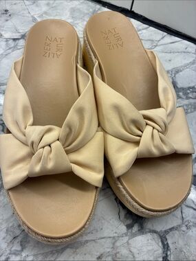 Naturalizer Beige Knot-Front Slide rope  espadrille Sandals 9.5  runs big
